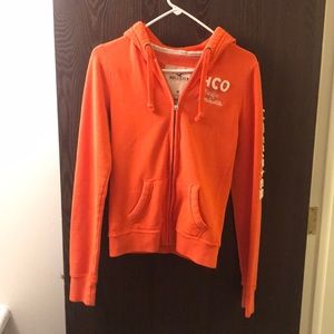 Bright orange hollister zip up